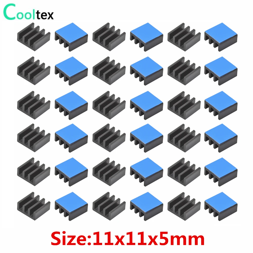 50 шт., алюминиевые радиаторы 11x11x5 мм