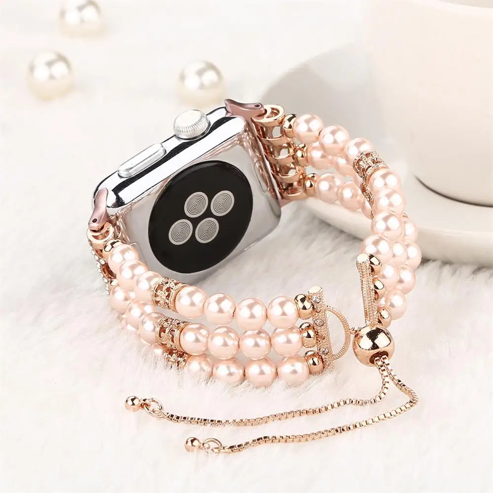 Ремешок с жемчугом для apple watch band 40 мм 44 браслет iwatch 38 42 аксессуары женщин sehire 3 4 5 se