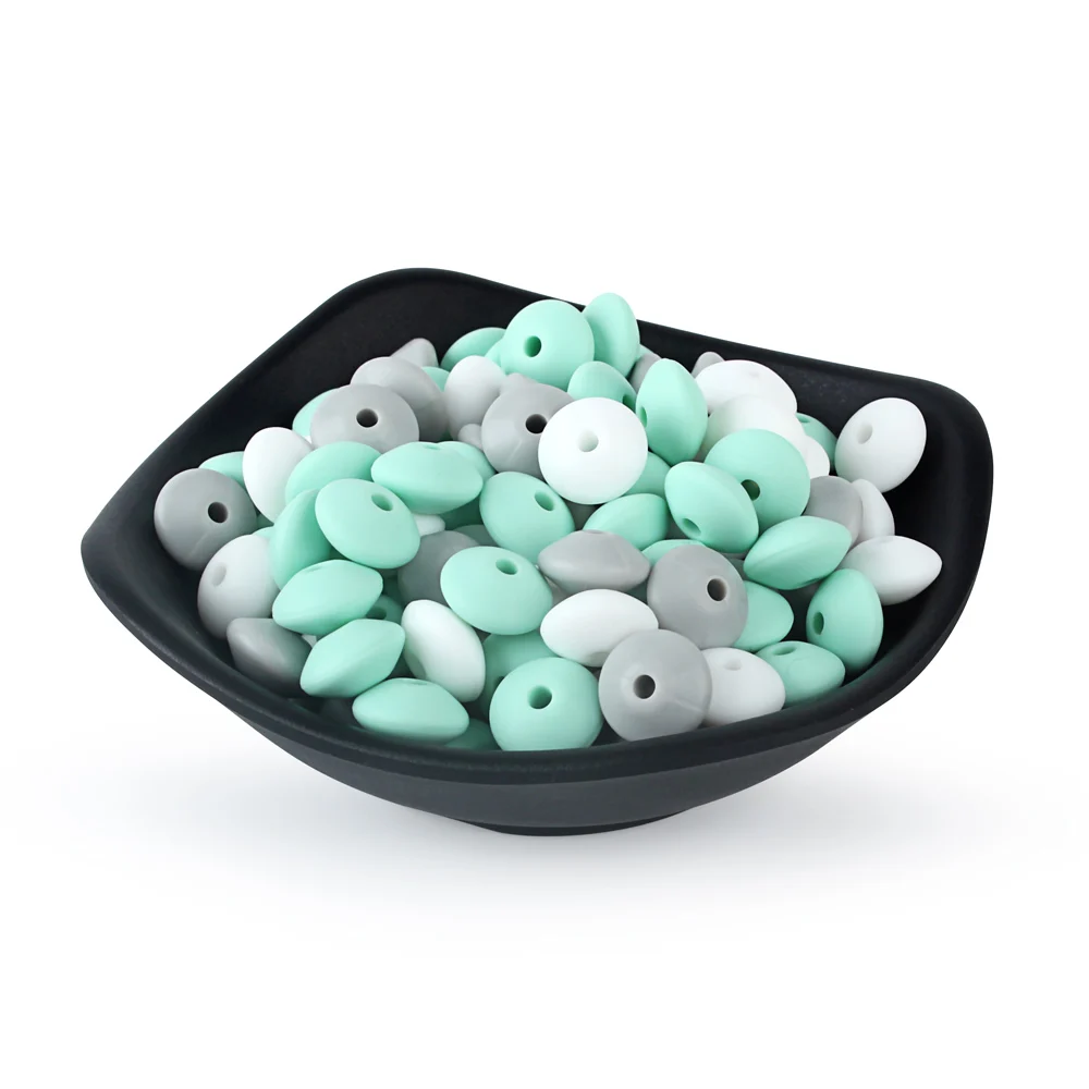 Keep&ampGrow 50Pcs Abacus Silicone Lentils Beads BPA Free Rodent Baby Teethers Bead DIY Necklace Pearl Teething Toys | Мать и ребенок