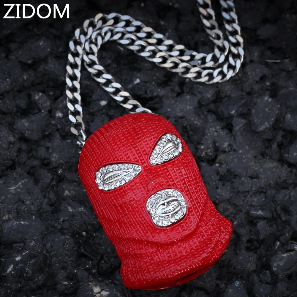Ожерелье с подвеской в стиле хип хоп виде Красной маски для мужчин и женщин