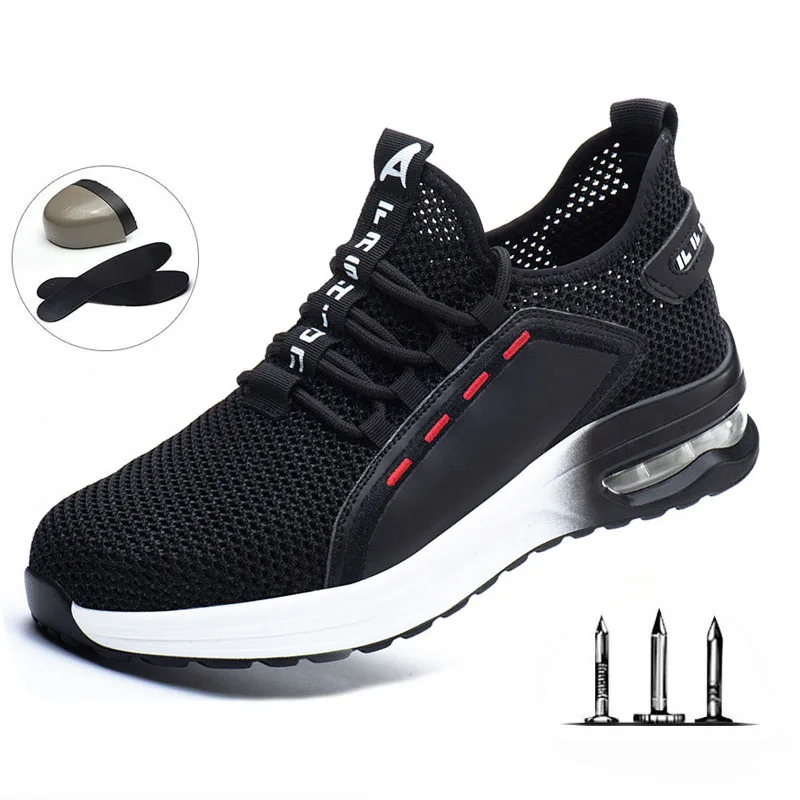 Защитные рабочие ботинки для мужчин дышащие из сетчатого материала со стальным