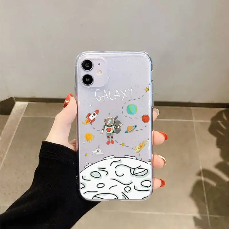 

Star Astronaut Phone Case Transparent for iPhone 11 12 mini pro XS MAX 8 7 6 6S Plus X 5S SE 2020 XR