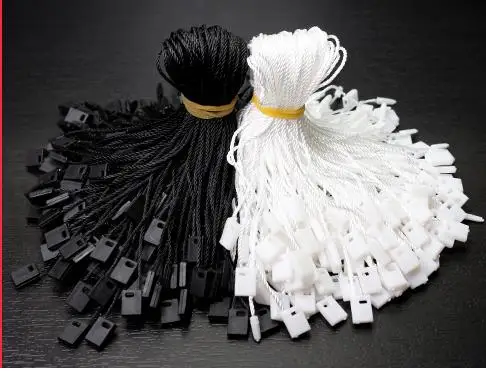 1000PC /lot Plastic Tag White Beige Black Hang Polyester Rope String Snap Lock Pin Loop Tie Fasteners | Дом и сад