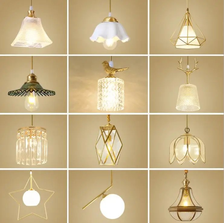 Все медные творческий ресторан светильник проход маленькая люстра одна