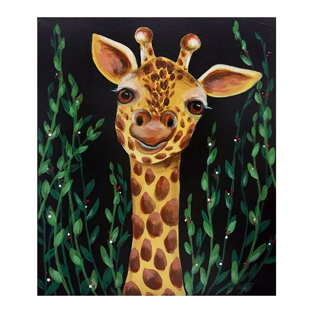 Алмазная живопись с мультипликационным жирафом животным Круглая Полная Картина