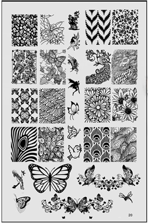 1 шт. новые большие пластины для стемпинга ногтей шаблон и смешанный дизайн