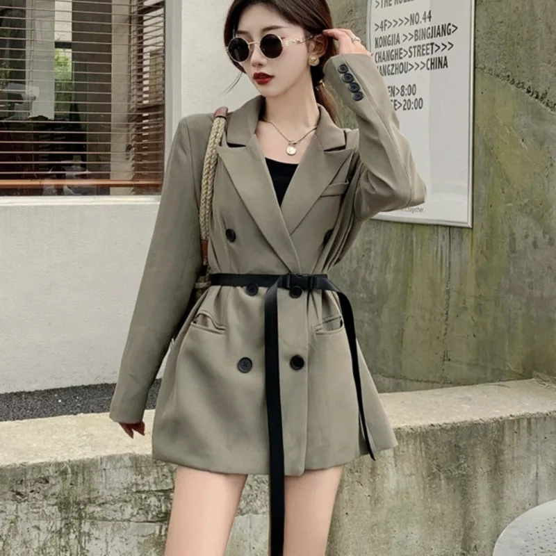 

2021 New Autumn High Quality Long Sleeve Streetwear Suit Coat Women Fashion Casual Long Blazer Jacket Coat Female OL Outerwear