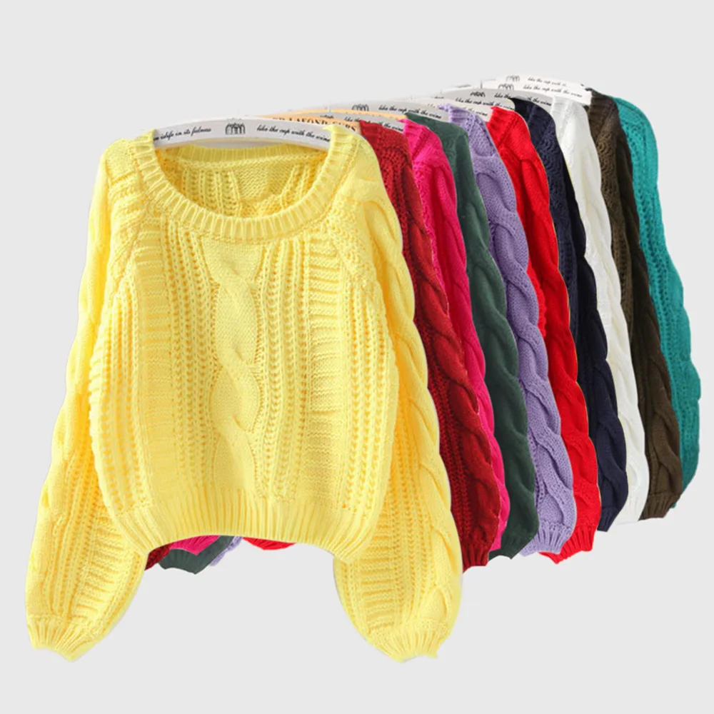 

Women Sweaters 2021 Autumn Warm Pullover And Jumpers Women Crew Neck Long Sleeve Twist Jumpers Solid Knitted Sweaters Pull Femme