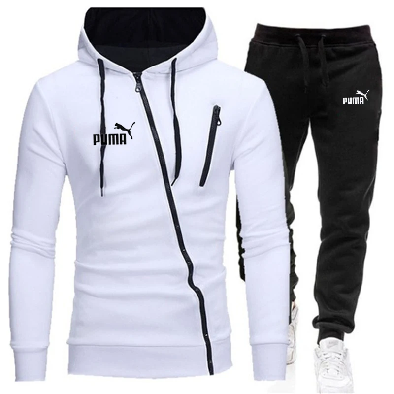 

Sports Suit Four Seasons Outdoor Fashion Sweater Oblique Zipper Sportswear + Casual Pants Two-Piece Men's Jacket Track Suit