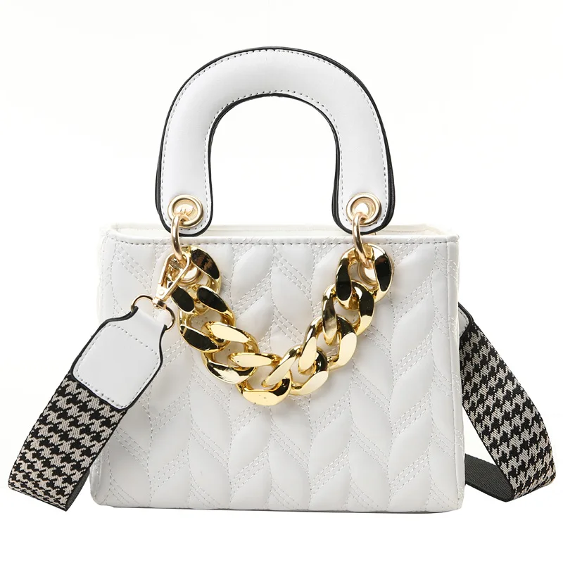 

Messenger Bag Leather Women's Bag 2021 Brand New Trendy Fashion Messenger Bag Casual Portable Diamond Small Square Bag