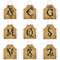 1pcs black letter aprons for women alphabet pattern kitchen apron waterproof cooking oil proof home cleaning tools