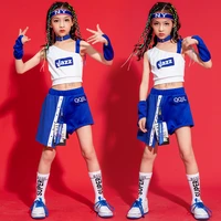 children cool hip hop clothing white tank top crop streetwear blue summer shorts for girls jazz dance costume set clothes