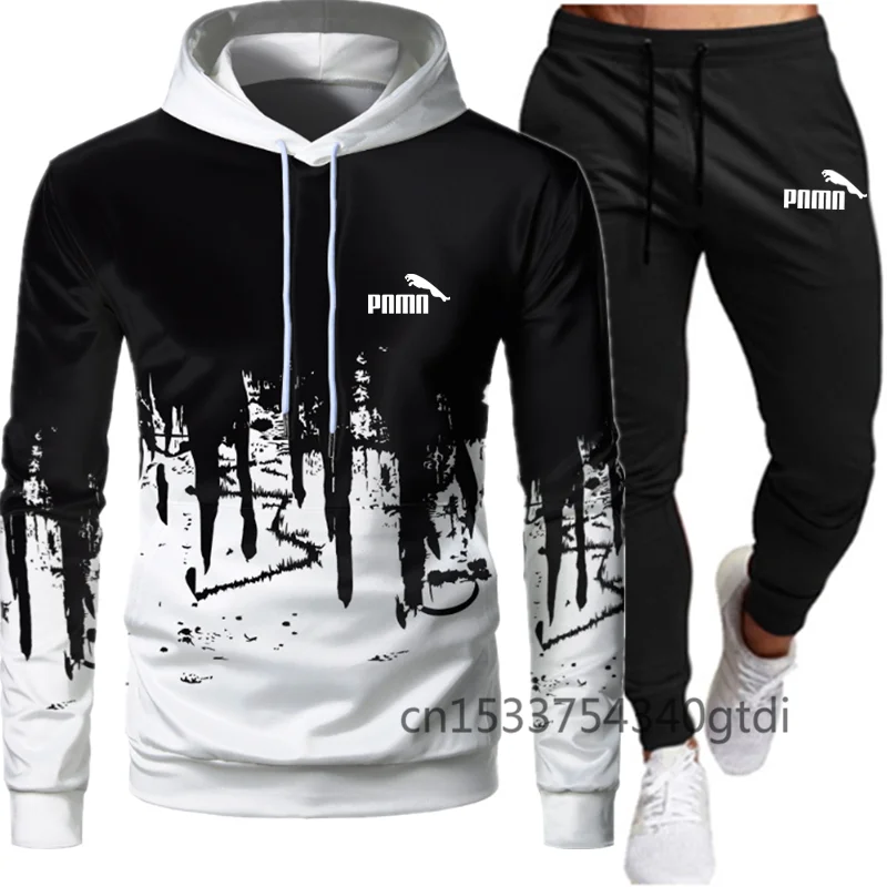 

2021 New Men's Tracksuit Sportswear，3d Graphic Thin Hoodie + Trousers，men's Casual Running Suit，Men's hoodies fleece