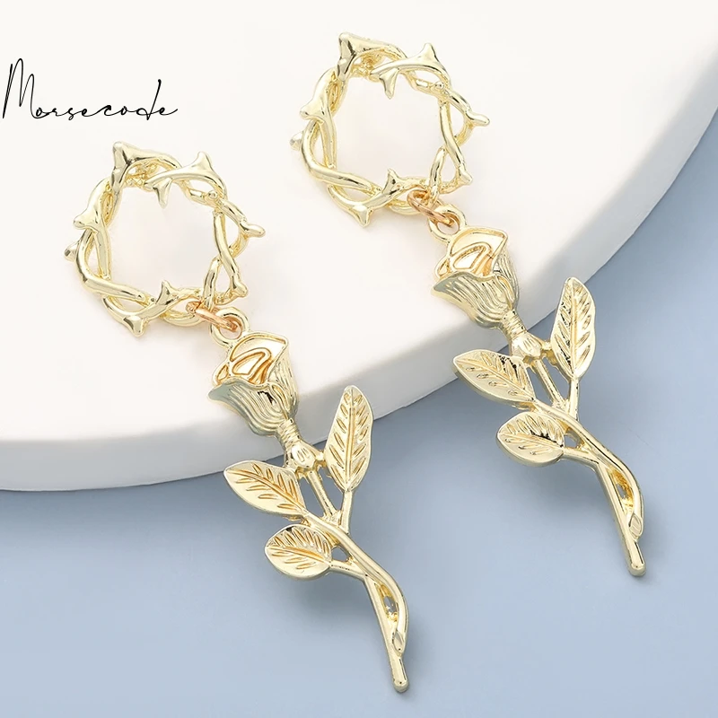 

MORSE CODE Fashion Gold Geometry Drop Earrings Simple Knot Twist Earrings For Women Punk Street Hip Hop Jewelry Pendiente 2021