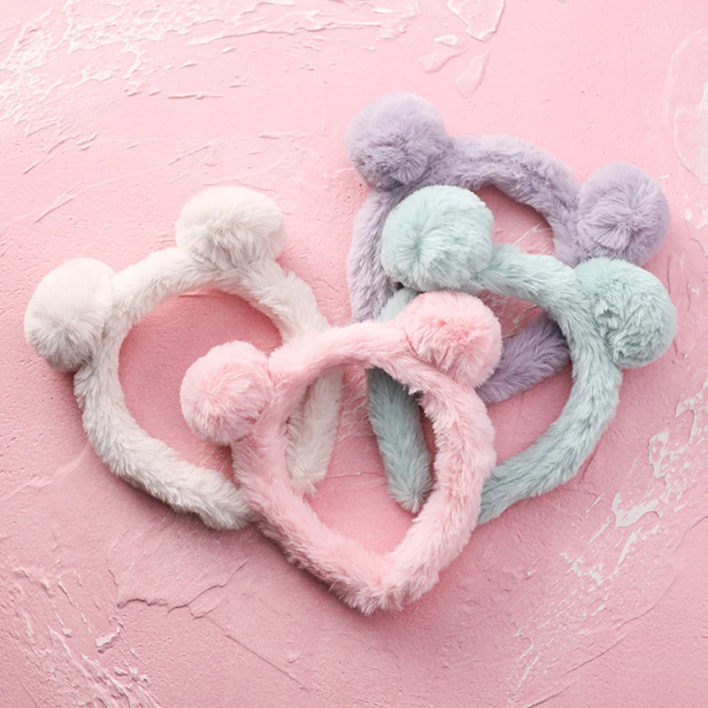 Новинка милая пушистая повязка на голову с медвежьими ушками для женщин и