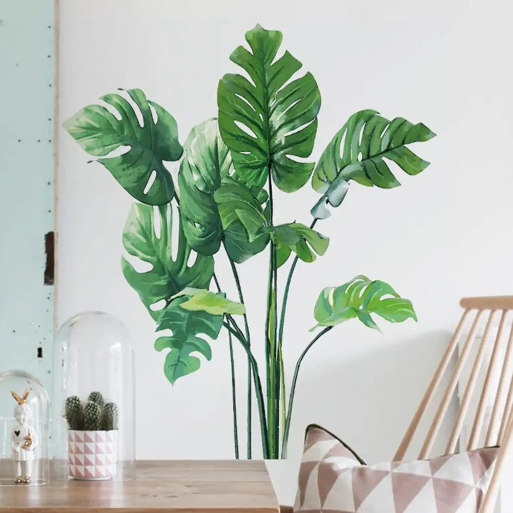 

Large Tropical Green Plants Leaves Wall Stickers Home Room Decor Palm Sticker Room Decoration PVC Murals