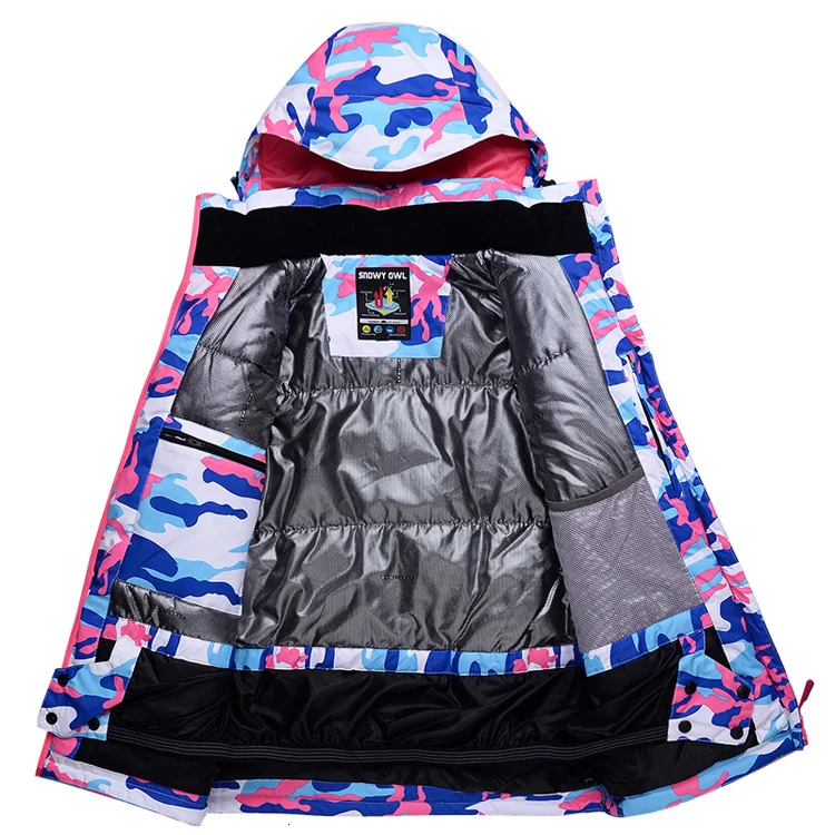 Женский Камуфляжный лыжный костюм толстая Водонепроницаемая зимняя куртка и