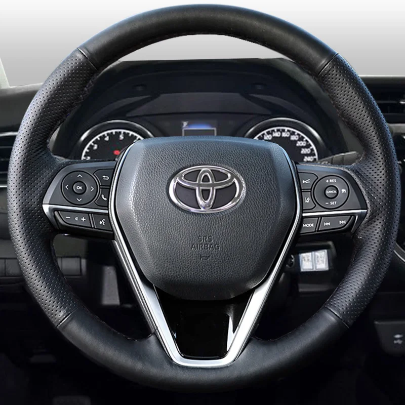

DIY hand-stitched leather car steering wheel cover for Toyota Corolla Levin Rong Fang Vios MarkX Camry Avalon RAV 4