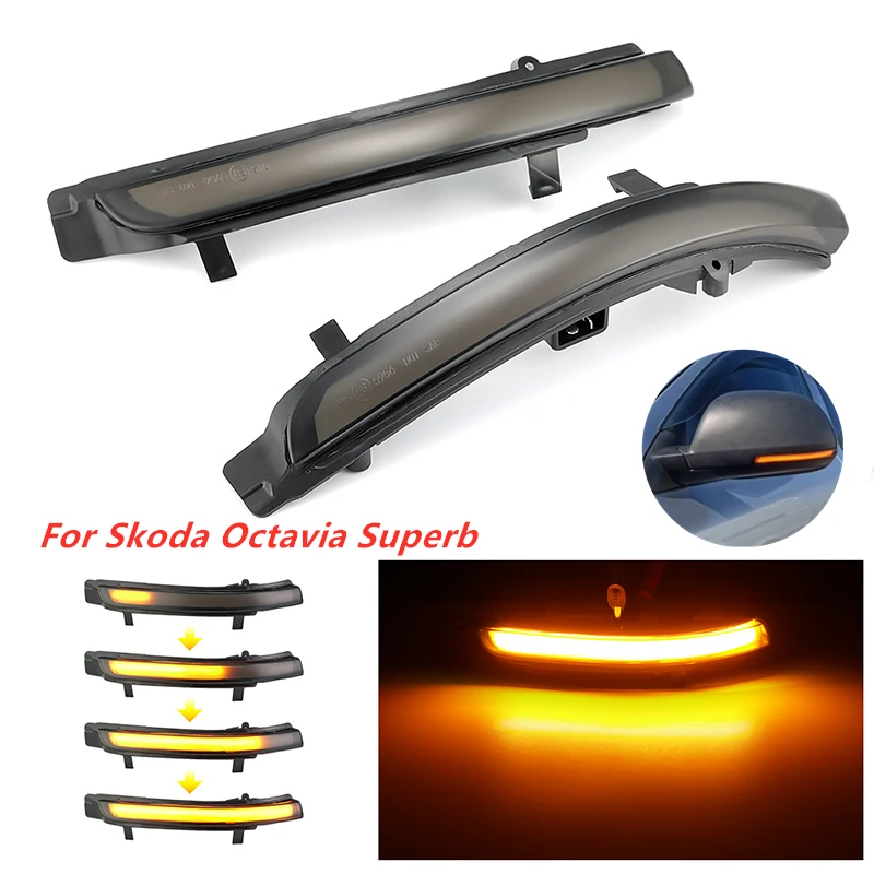 

Rearview Mirror Streamer Lights For Skoda Octavia 2009-2013 SUPERB 2008-2014 LED Dynamic Turn Signal Light Blinker Mirror Light