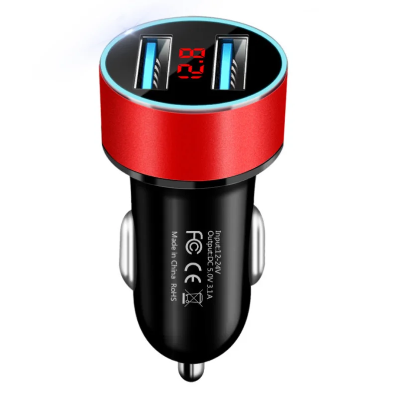 Red Lighter 3.1A двойной USB автомобильный 12-24 в прикуриватель быстрый адаптер автомобильное стильное зарядное устройство автомобильное зарядное устройство мощность 2 порта ЖК-дисплей - Название цвета: Red Lighter