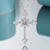 hiphop 0 5 1ct d color moissanite cross necklace for women men 100 925 sterling silver moissanite diamond pendant necklace gift