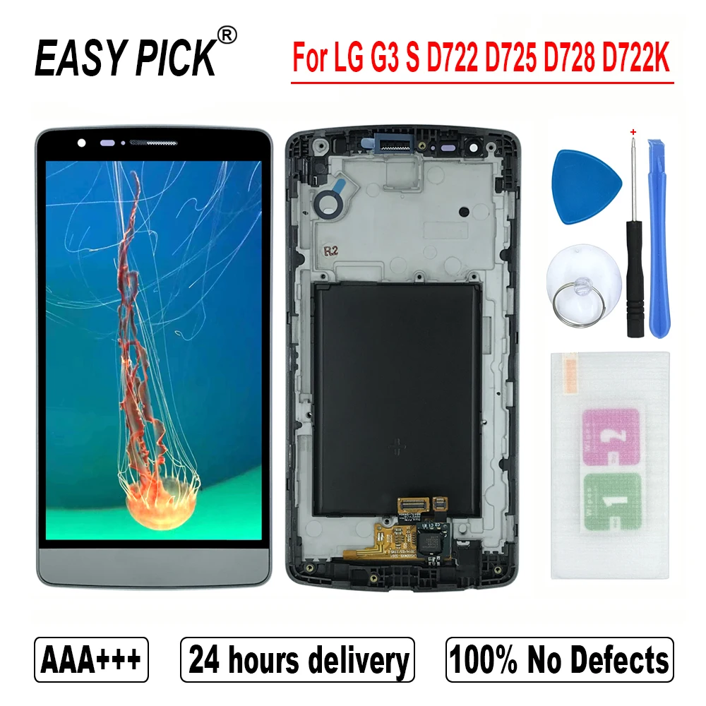 Для LG G3 S D722 D725 D728 D722K ЖК-дисплей Дисплей кодирующий преобразователь сенсорного экрана в сборе бесплатные инструменты для LG G3 мини