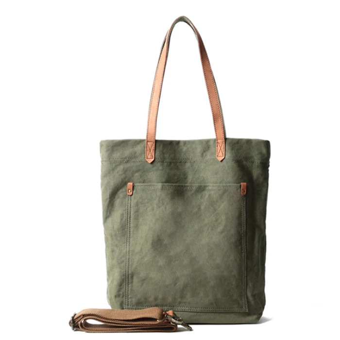 Green Retro Women Canvas Cotton Shoulder bag, High quality girl's crossbody bags with premium leather handle and Large Capcity - Цвет: Green