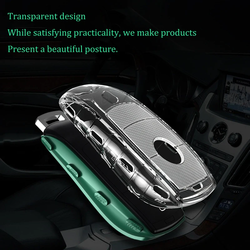 

Carbon TPU Car Key Cover for Mercedes-Benz New E-Class E200L E300L C260L A200L Car Key Box Key Cover Decoration Accessories