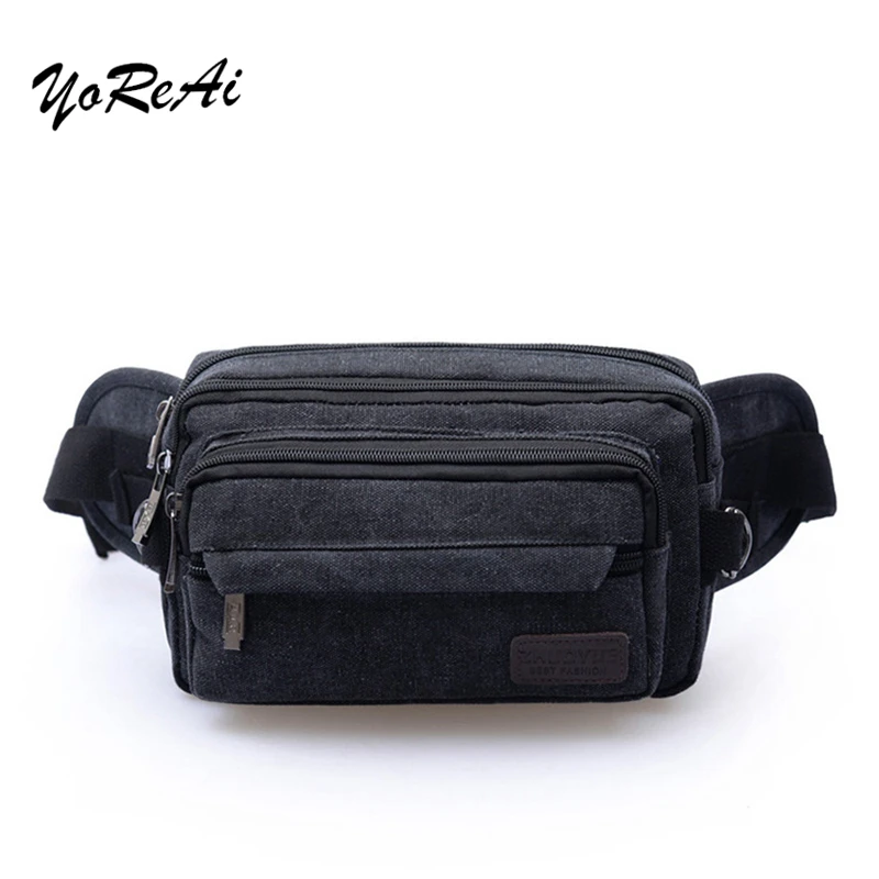 Мужская холщовая поясная сумка YoReAi повседневная многофункциональная для бега на