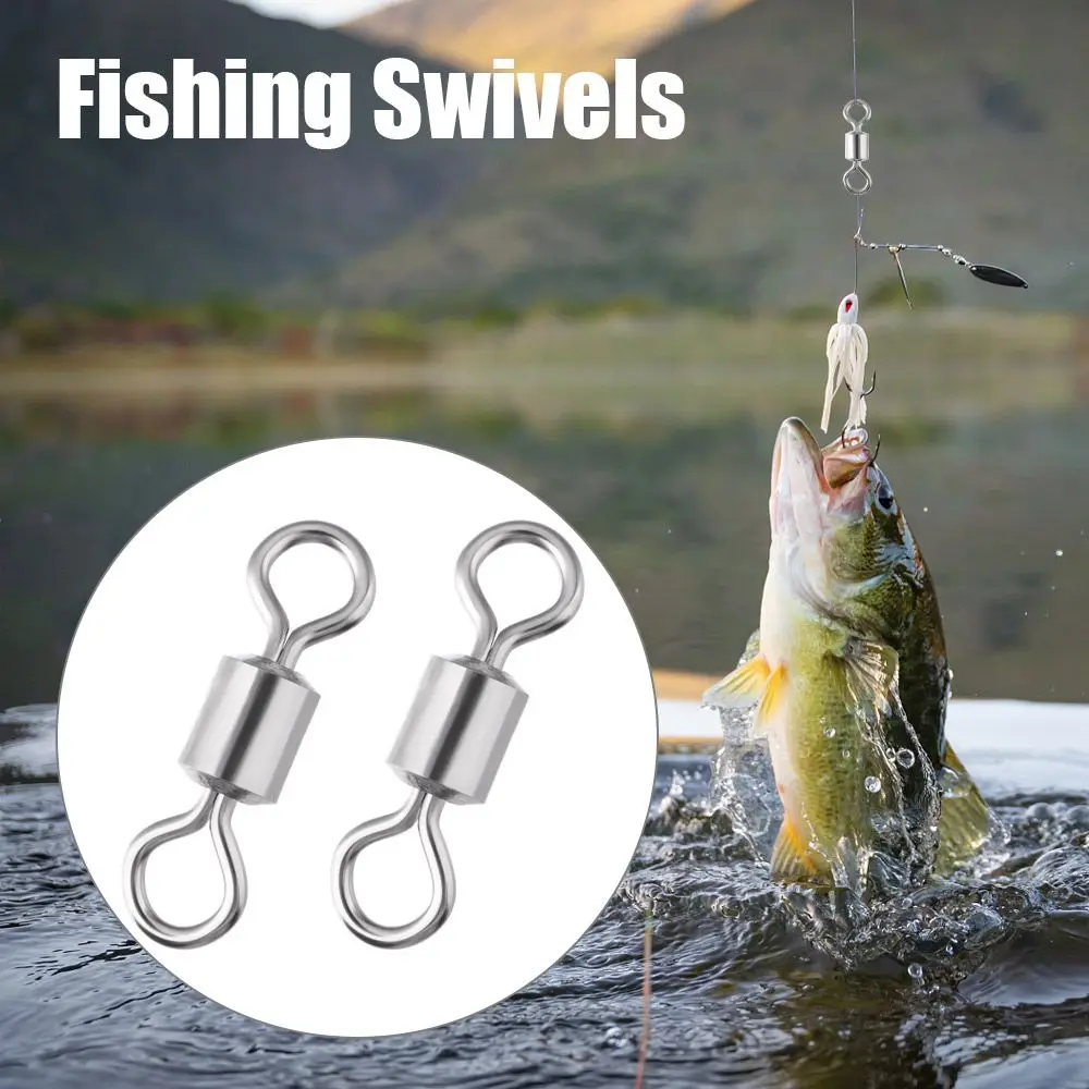 

100PCS Fishing Swivels Bearing Solid Rings Connector Rolling Swivel Connector High Strength for Fishing Tackle Accessories