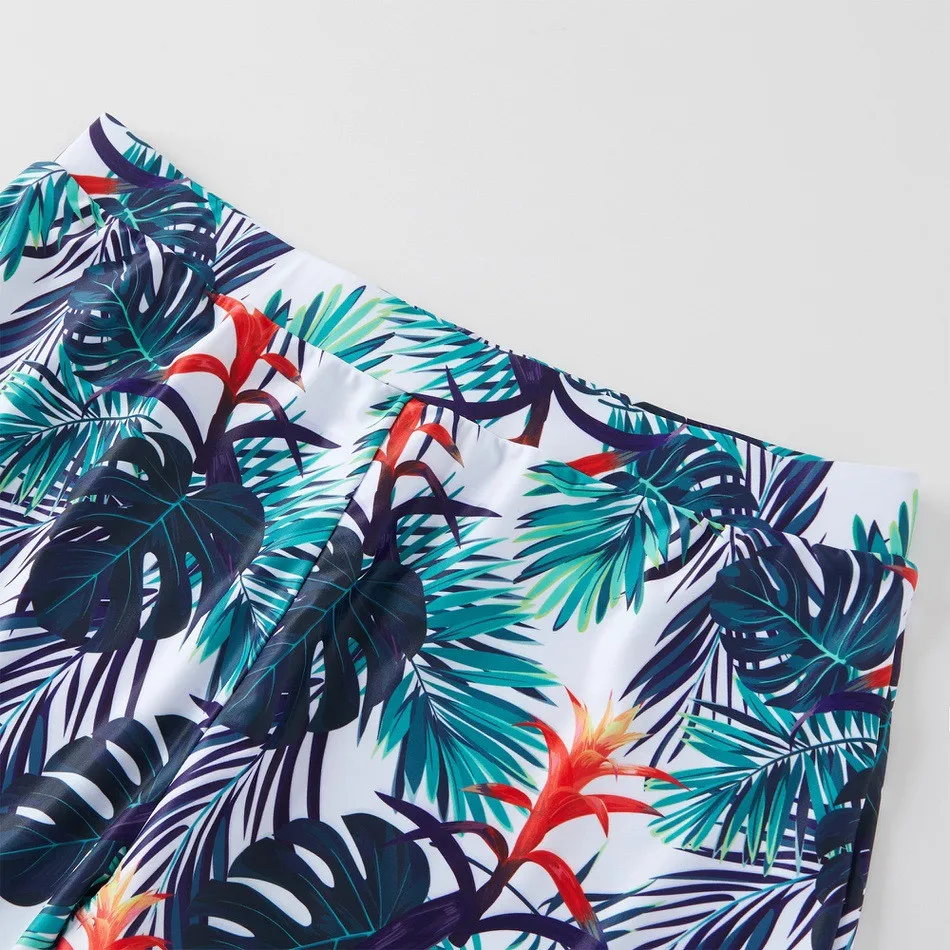 Новинка 2020 семейные Купальники для маленьких мальчиков с листьями купальник