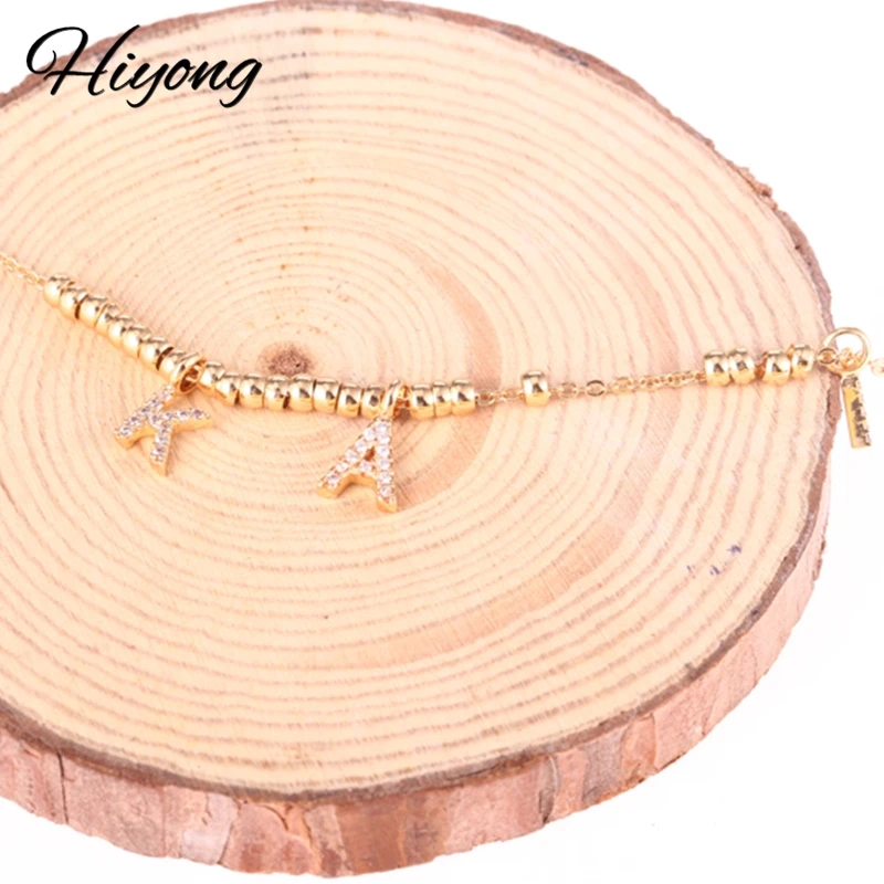 HIBODY 6 mm Pave Letter Necklaces Personalized Custom Jewelry Necklaces With Names Unique Letter Balls Necklaces Gifts