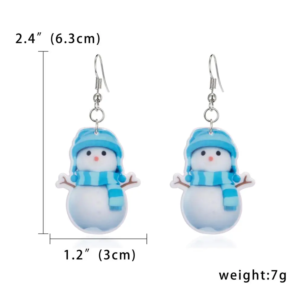 snowman Rinhoo рождественские акриловые серьги подарок крутой Санта Клаус колокольчик венок на рождественскую елку Висячие серьги рождественские новогодние подарки для женщин - Окраска металла: snowman