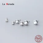 Женские круглые серьги-гвоздики La Monada, корейские минималистичные серьги из серебра 925 пробы, серебряные серьги-гвоздики 925 пробы с бусинами
