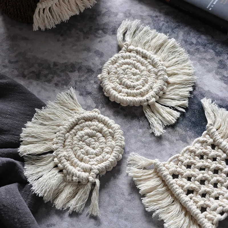 

Подставки в европейском стиле из чистого натурального хлопка, плетеные вручную садовые подставки для самодельного стола, обеденный коврик,...