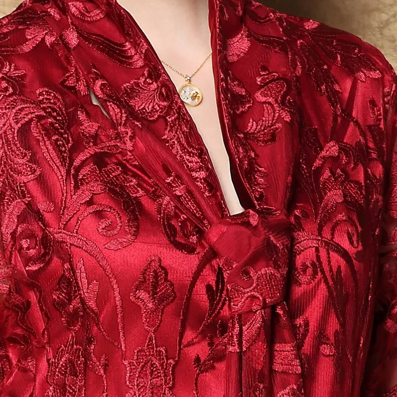 

2020 Summer wedding occasion elegant embroidered dress middle age mother party dress red long dress slim fit plus size ROBEL-4XL