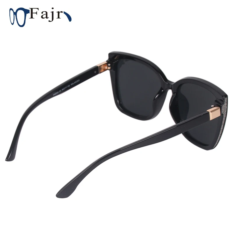 Женские солнцезащитные очки кошачий глаз винтажные черные с линзами роскошные