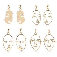 human face earrings 2021 women punk gold abstract face drop earrings unique design party banquet dangle earrings female jewellry