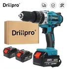 Беспроводная электрическая дрель Drillpro 3 в 1, двухскоростная ударная отвертка, электроинструмент с литий-ионной батареей 15000Amh