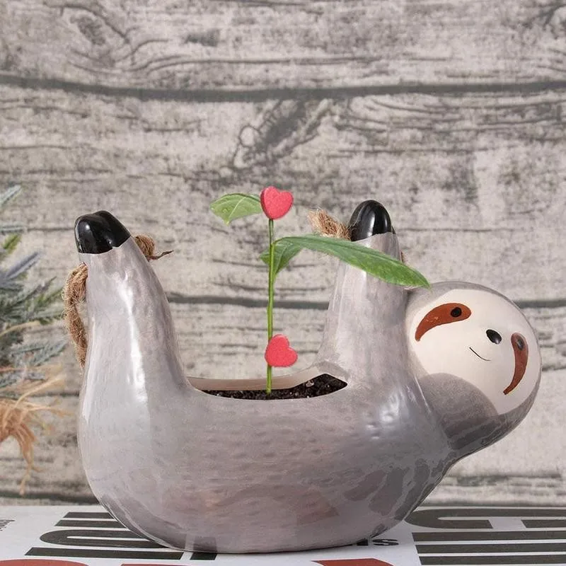 

Керамический подвесной цветочный горшок для растений Scindapsus симпатичный Ленивец в форме медведя хлорофитум корзина Мультяшные технические...