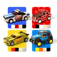 pull back car blocks handmade 3d puzzle sports car model child gift sliding toy racer car model building blocks