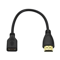 micro hdmi compatible to mini hdmi compatible extension cable 15cm black color for pc camera