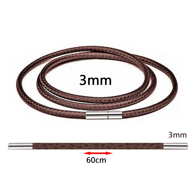 

1-3mm Men Women Necklace Cord Leather Cord Wax Rope Chain Stainless Steel Tube Clasp For DIY Pendant Necklaces Jewelry 41-60cm