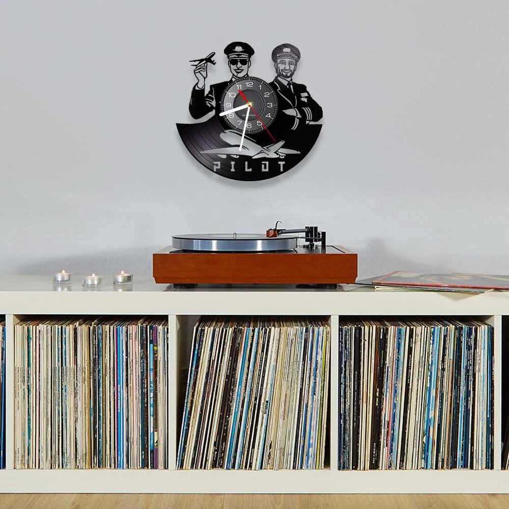 Настенные светящиеся часы авиакомандир виниловый альбом запись настенные