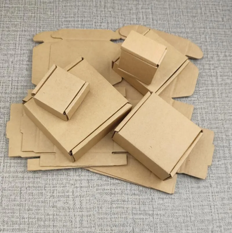 5 шт коричневая крафт-бумага коробка для упаковки 3 слоя Гофрированная мини