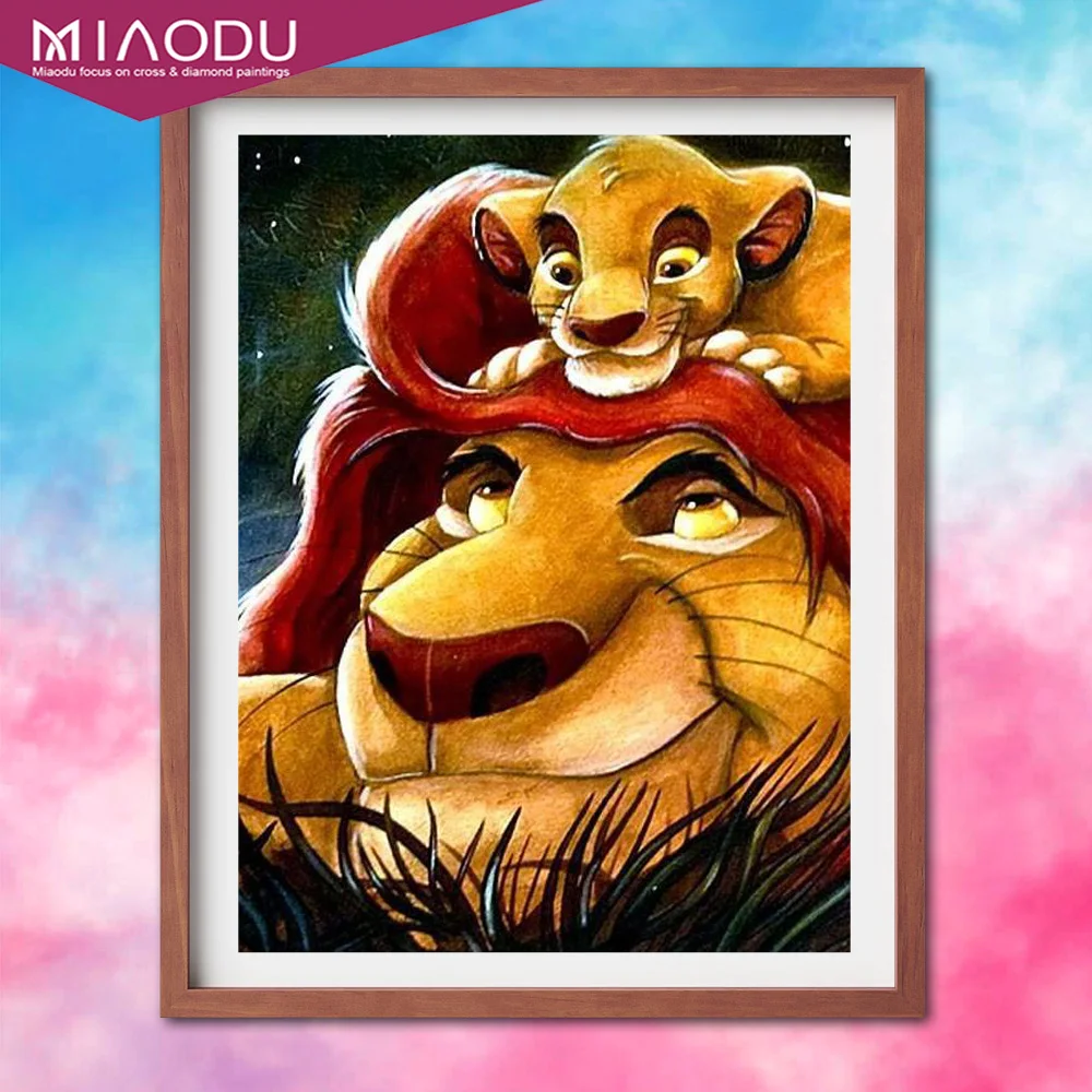 

Disney Simba Full Square Diamond Painting Children Cartoon Comic Lion King Lion Forest King 5d Diamond Embroidery Cross Stitch
