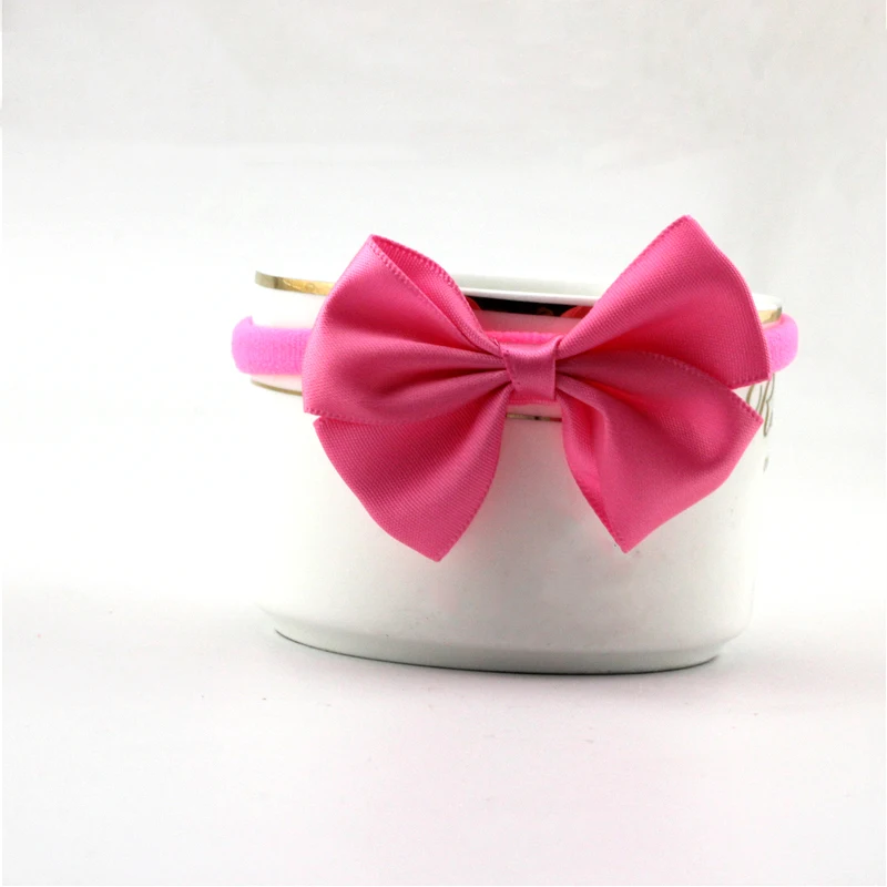 Cintas el&aacute;sticas para el pelo para ni&ntilde;a, lazos de 2,5 "con estampado liso, accesorios para el cabello, 20 unids/lote-5
