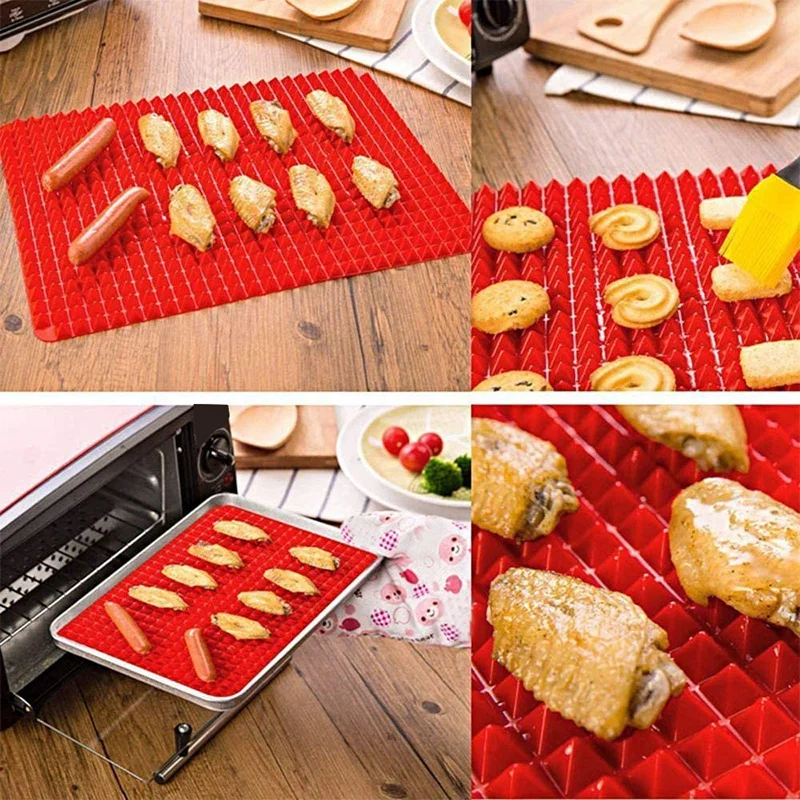 

2Pcs Silicone Baking Mats Baking Cooking Mat Non-Slip Reusable Bakeware Pan Non Stick Silicone Cooking Mat