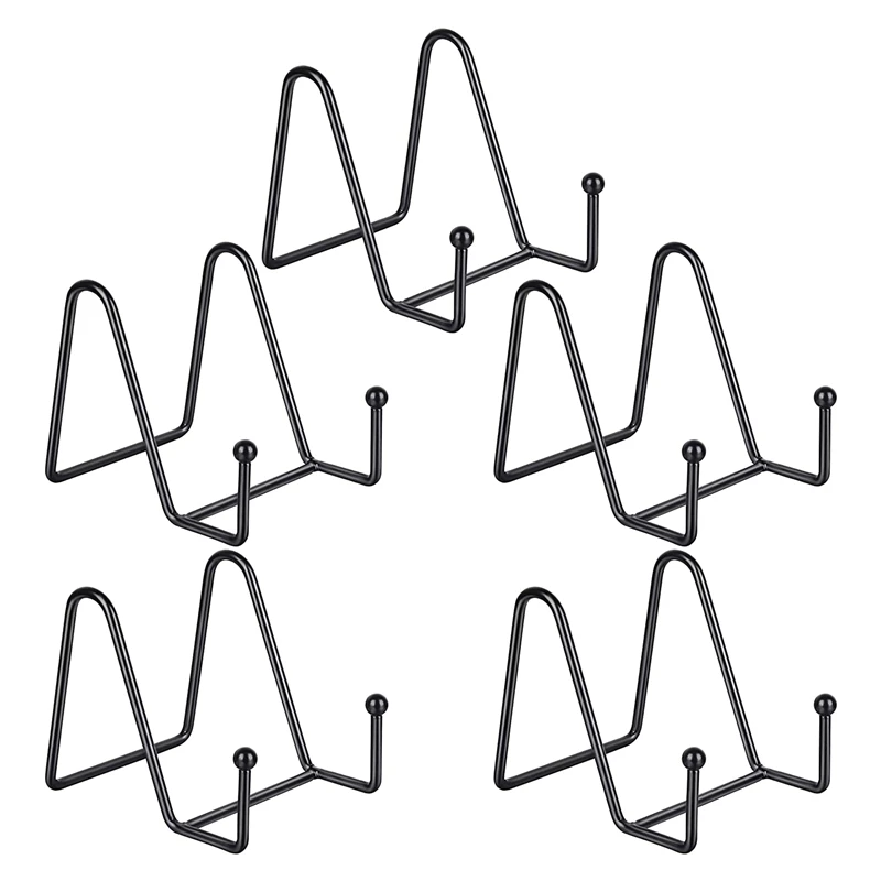 

5 Pack Metal Display Stands Black Iron Easel for Plate Stand Plate Holder Display Stands for Picture, Decorative