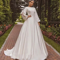simple wedding dresses satin high round neck lace full sleeves nagao %d1%81%d0%b2%d0%b0%d0%b4%d0%b5%d0%b1%d0%bd%d0%be%d0%b5 %d0%bf%d0%bb%d0%b0%d1%82%d1%8c%d0%b5 2022 new stylish fashion vestido de novia
